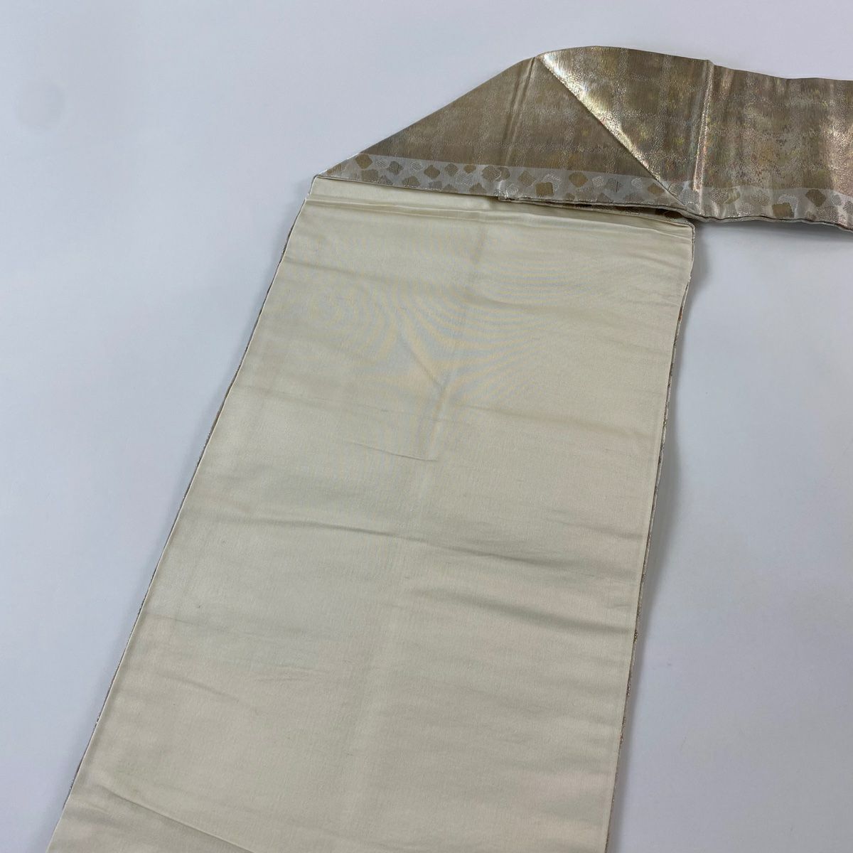 名古屋帶 優品級 格子 金金箔散佈 金絲 金色 純蠶絲