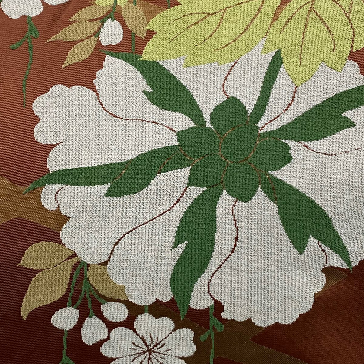 袋帶 逸品級 辻村ジュサブロー 落款あり 關西裁縫 櫻 松樹皮菱 茶 六通 純蠶絲
