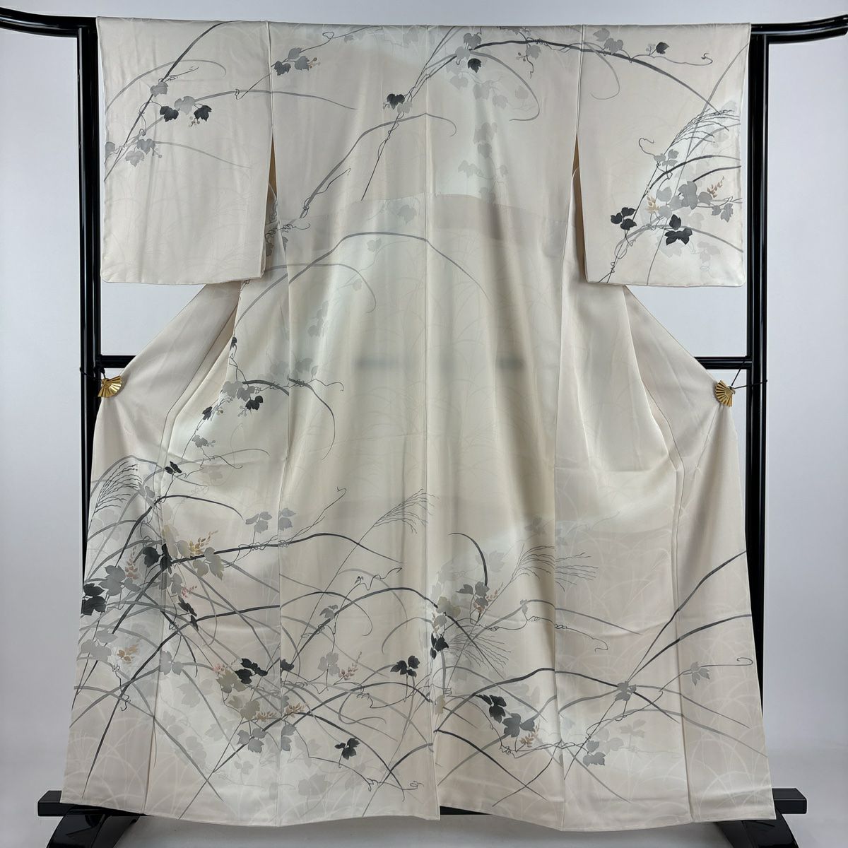 【美品】訪問服 身長160.5cm 袖長63cm S 雙層 大和 枝花 蘆葦刺繡 漸層 米色 純蠶絲 逸品級