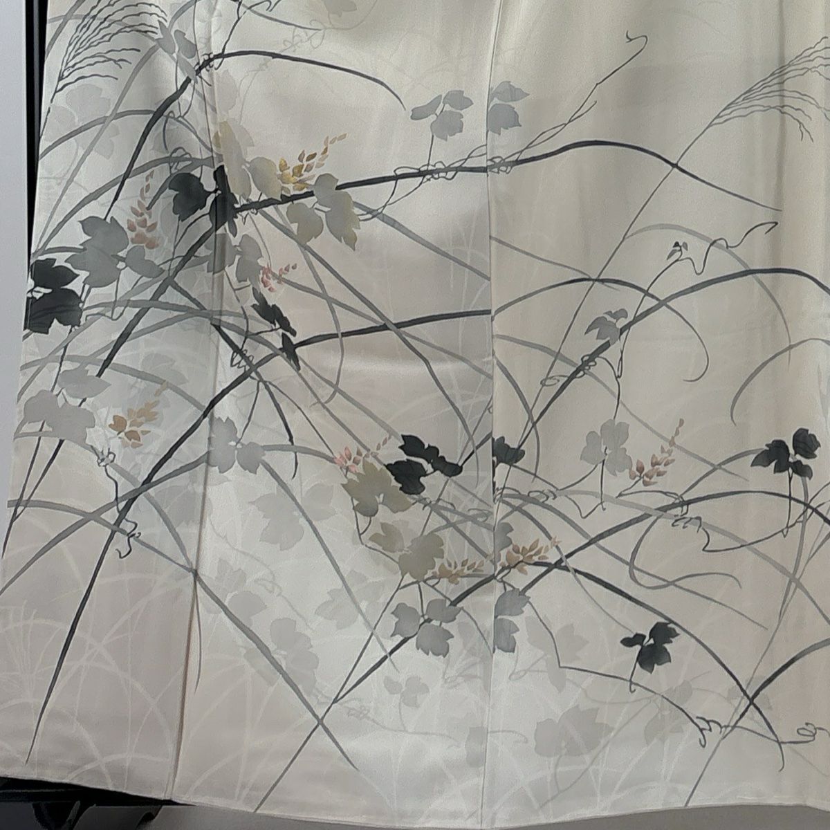 【美品】訪問服 身長160.5cm 袖長63cm S 雙層 大和 枝花 蘆葦刺繡 漸層 米色 純蠶絲 逸品級