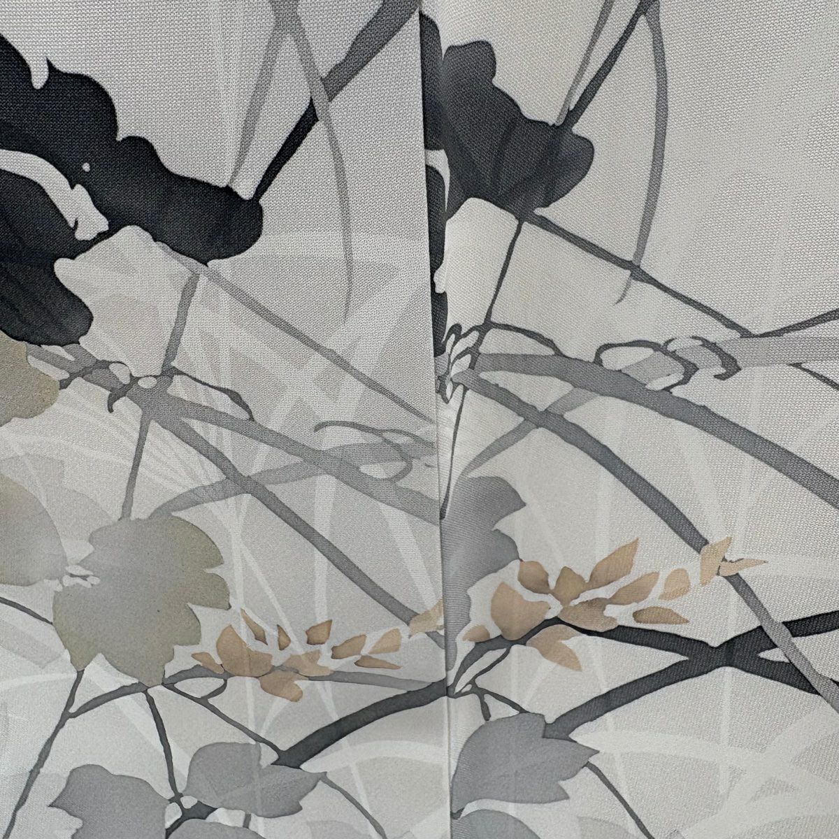 【美品】訪問服 身長160.5cm 袖長63cm S 雙層 大和 枝花 蘆葦刺繡 漸層 米色 純蠶絲 逸品級