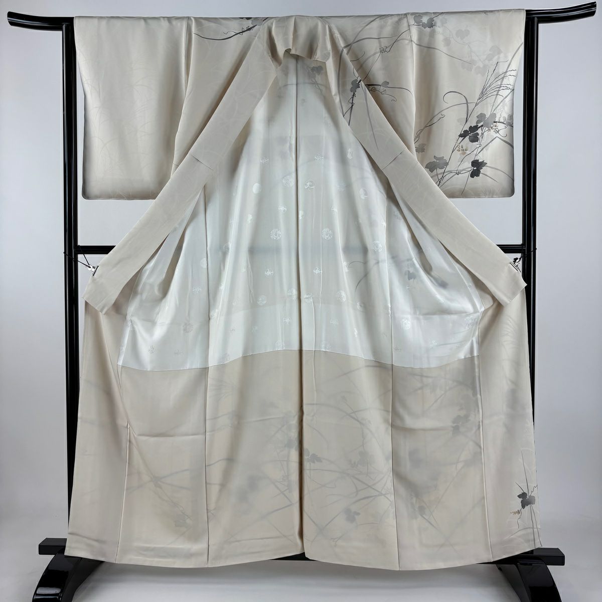 【美品】訪問服 身長160.5cm 袖長63cm S 雙層 大和 枝花 蘆葦刺繡 漸層 米色 純蠶絲 逸品級