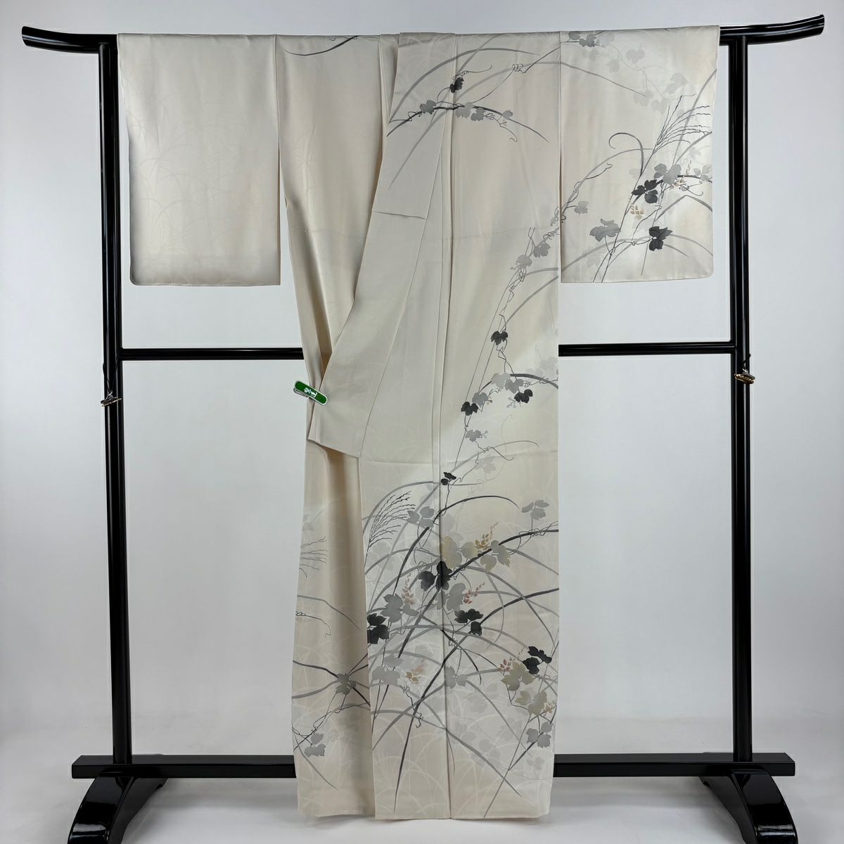 【美品】訪問服 身長160.5cm 袖長63cm S 雙層 大和 枝花 蘆葦刺繡 漸層 米色 純蠶絲 逸品級