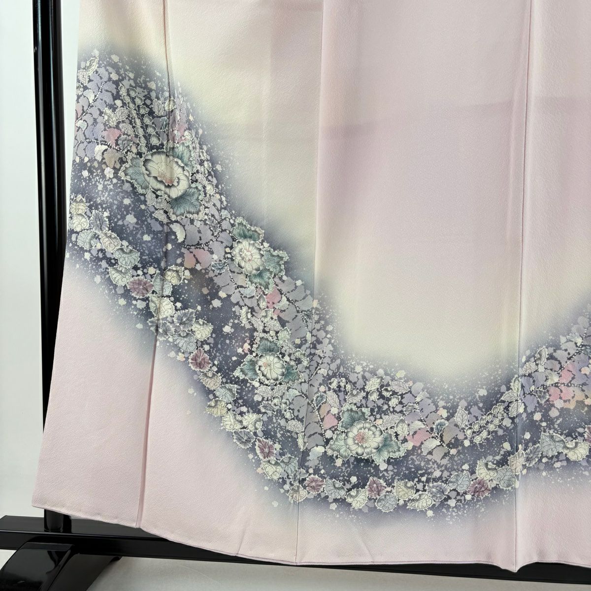 訪問服 身長157cm 袖長63cm S 雙層 翠山工房 落款あり 辻花染 漸層 粉紅 純蠶絲 逸品級 一つ紋