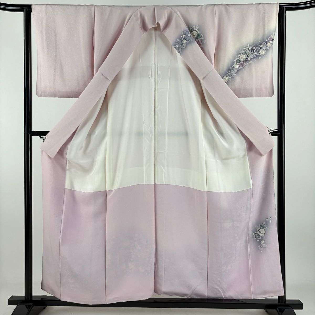 訪問服 身長157cm 袖長63cm S 雙層 翠山工房 落款あり 辻花染 漸層 粉紅 純蠶絲 逸品級 一つ紋