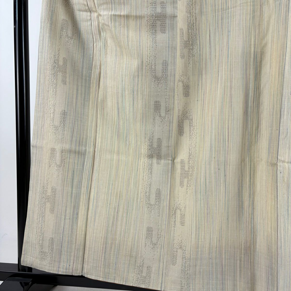 【美品】結城紬織 身長159cm 袖長61.5cm S 雙層 はたおり娘 奥順 やまと 證明書あり 縦縞 壺垂れ 薄茶 純蠶絲 逸品級
