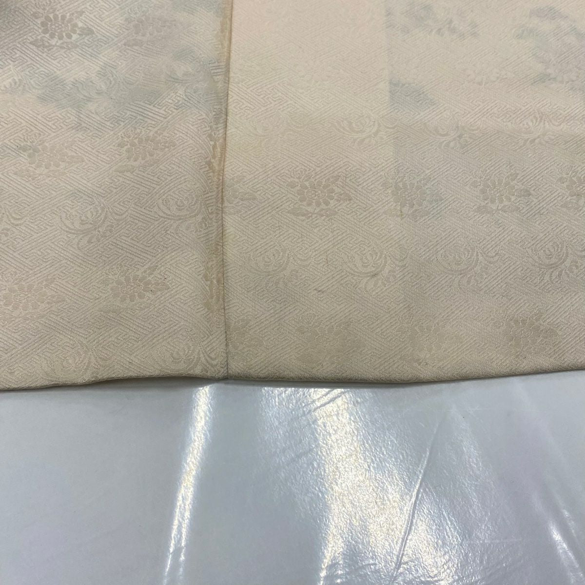 訪問服 身長167cm 袖長66cm M 雙層 家屋 松樹竹子梅花 刺繡 金彩裝飾 淺粉色 純蠶絲 優品級