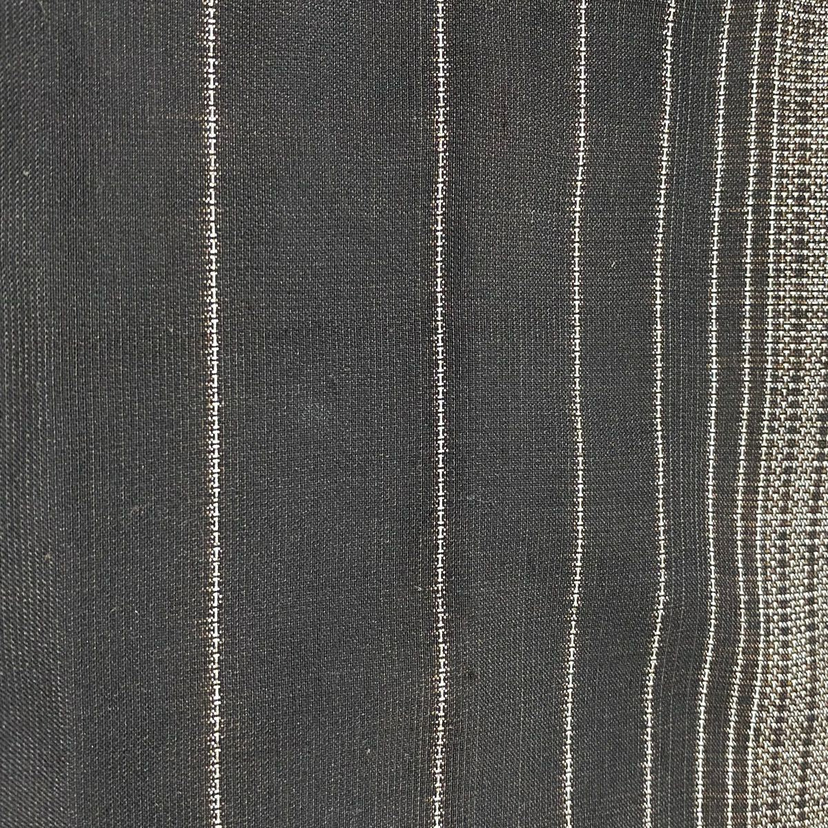 【美品】 紬織 身長153.5cm 袖長63cm S 雙層 縱條 幾何圖案 焦茶 純蠶絲 秀品級