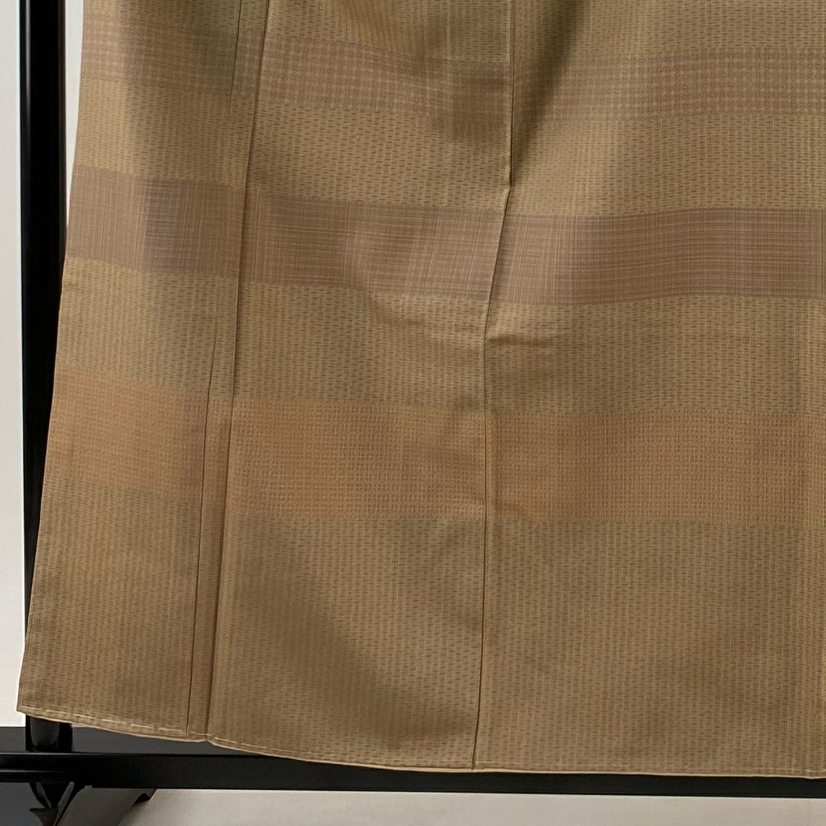【美品】 付下 身長158.5cm 袖長60cm S 雙層 大和 菱格子 淺茶 純蠶絲 優品級