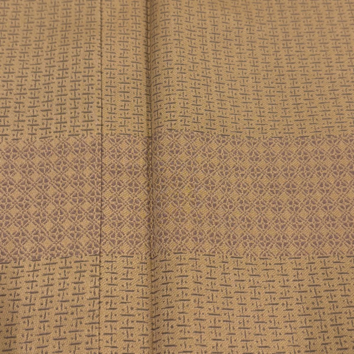 【美品】 付下 身長158.5cm 袖長60cm S 雙層 大和 菱格子 淺茶 純蠶絲 優品級