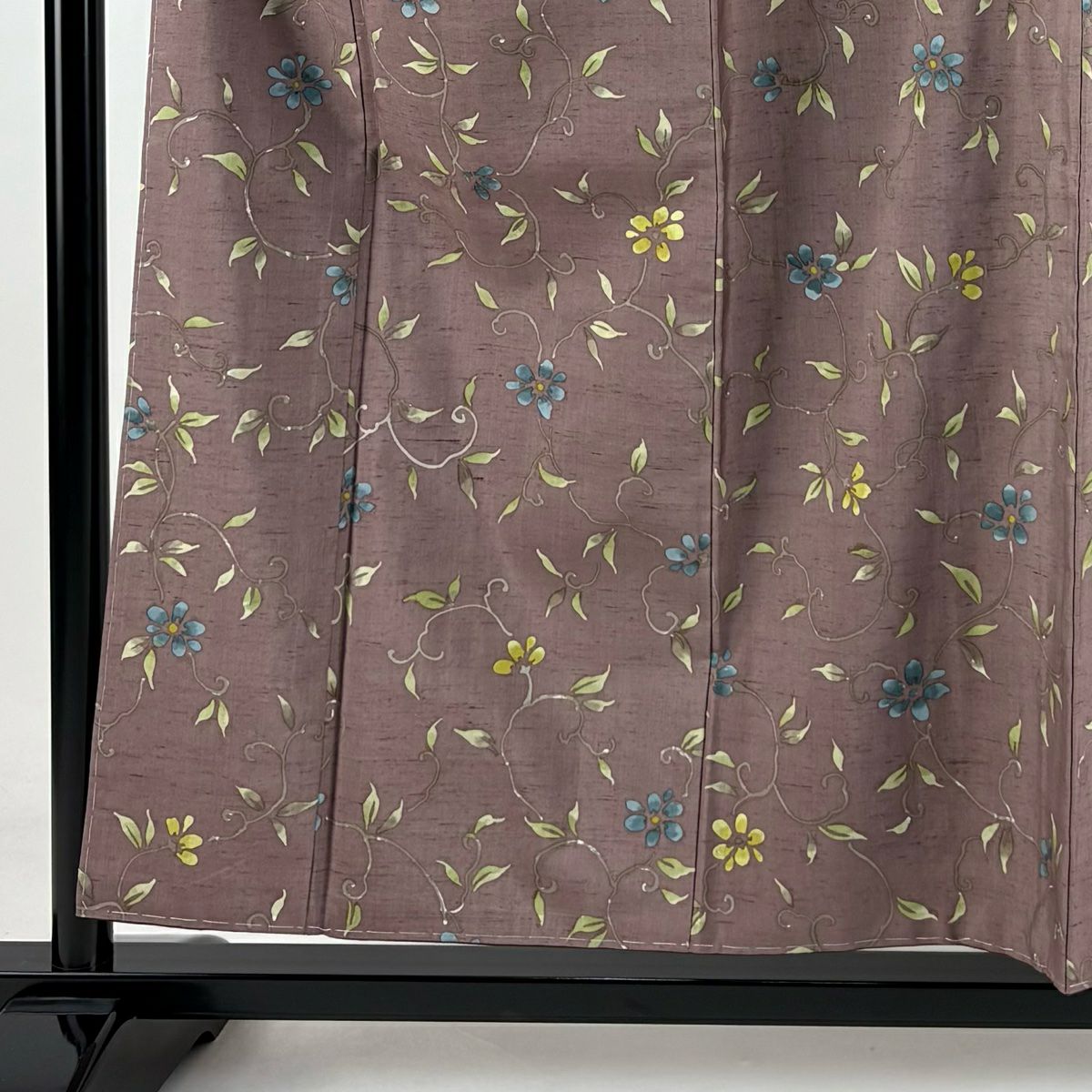 【美品】 小紋 身長156cm 袖長62.5cm S 雙層 紬織織 花唐草紋 灰紫 純蠶絲 名品級