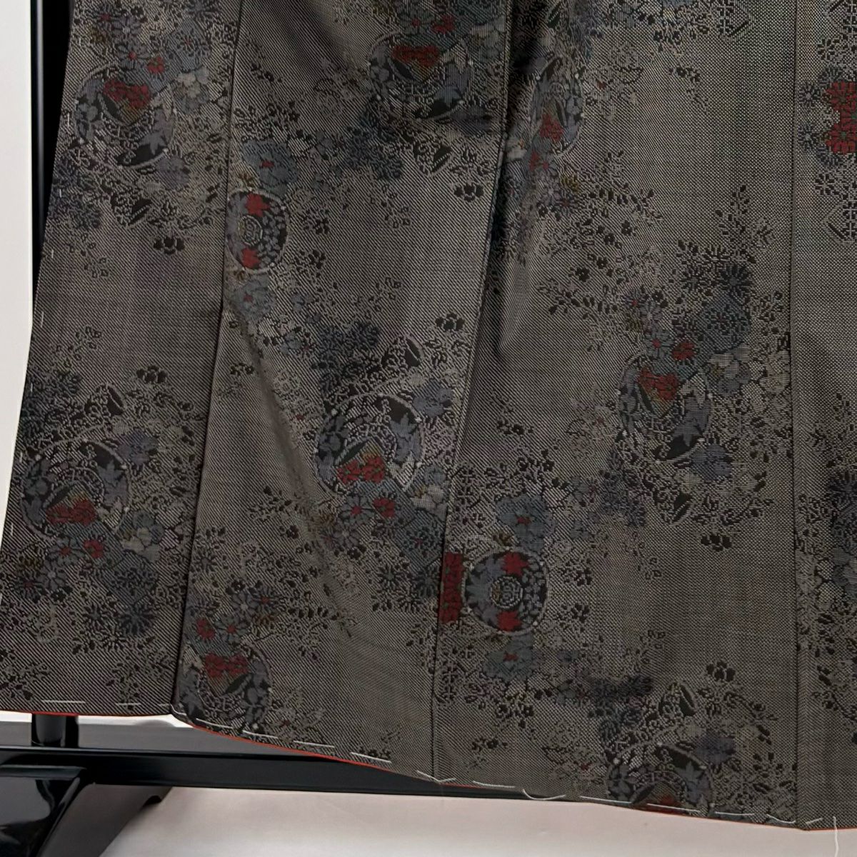【美品】 大島紬織 身長158.5cm 袖長64cm M 雙層 證書附帶 器物 草花紋紋 純泥染 焦茶 純蠶絲 名品級
