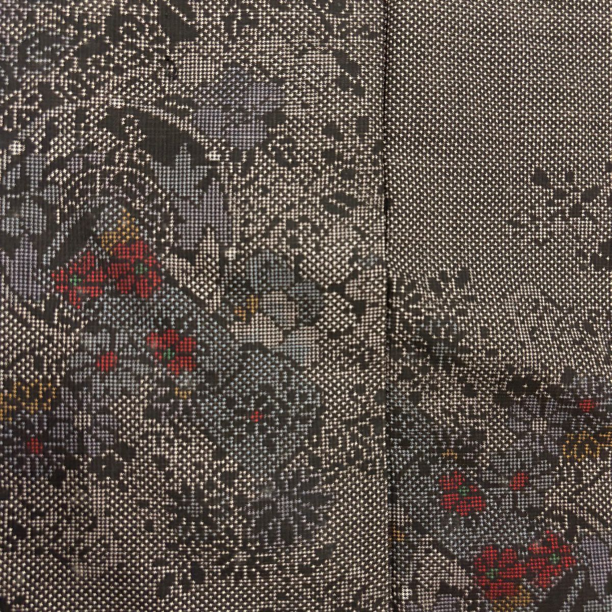 【美品】 大島紬織 身長158.5cm 袖長64cm M 雙層 證書附帶 器物 草花紋紋 純泥染 焦茶 純蠶絲 名品級