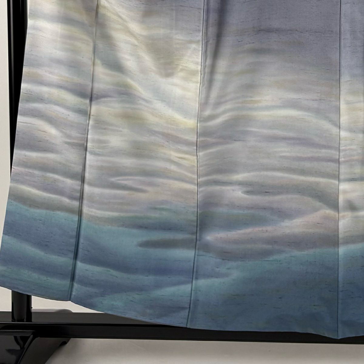【美品】 付下 身長157cm 袖長62cm S 雙層 紬織織 百貫 大和 落款あり 霞 漸層 染分 灰紫 純蠶絲 名品級