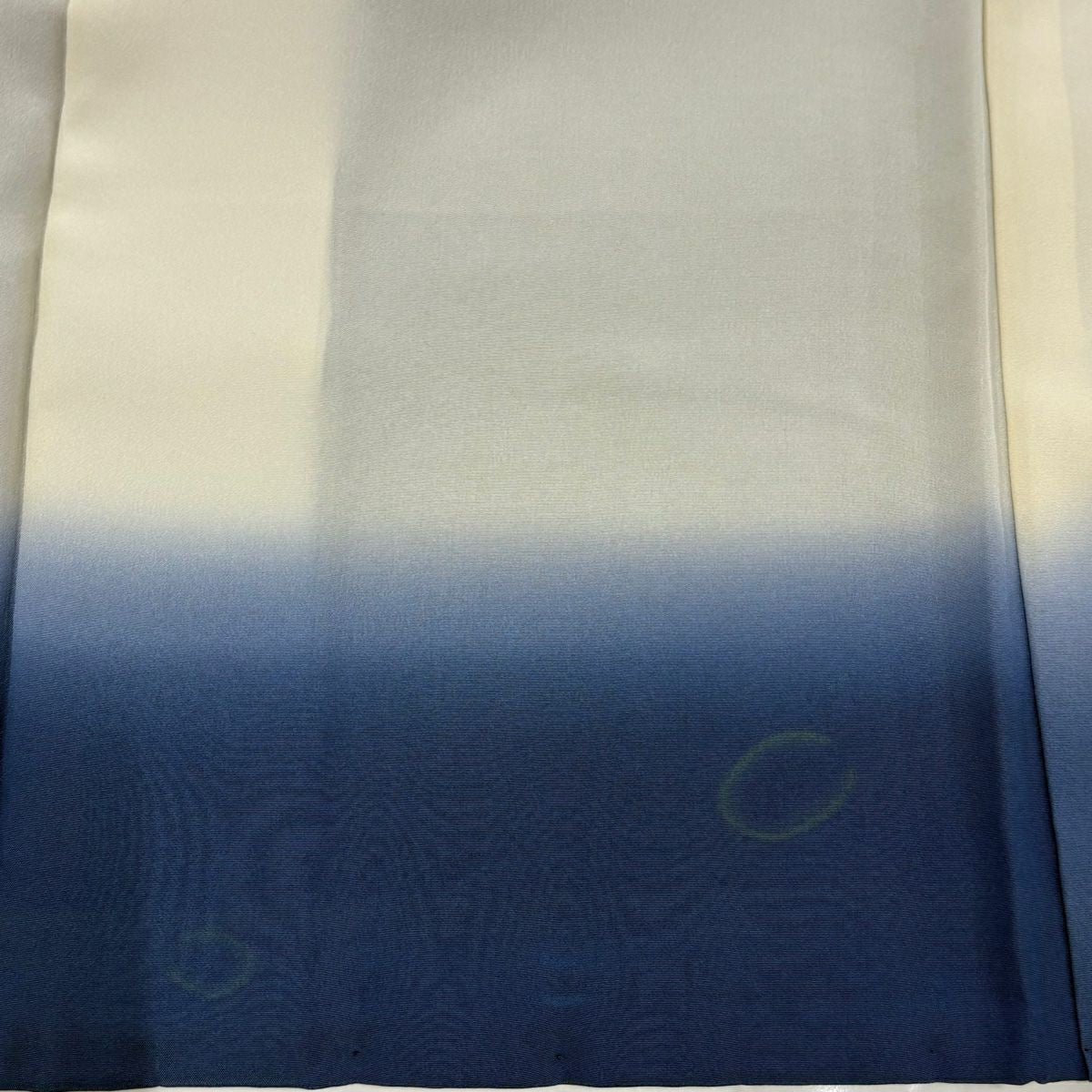 小紋 身長159cm 袖長61.5cm S 雙層 深藍 落款 草花紋紋 鳥 絞染 藍色 純蠶絲 名品級