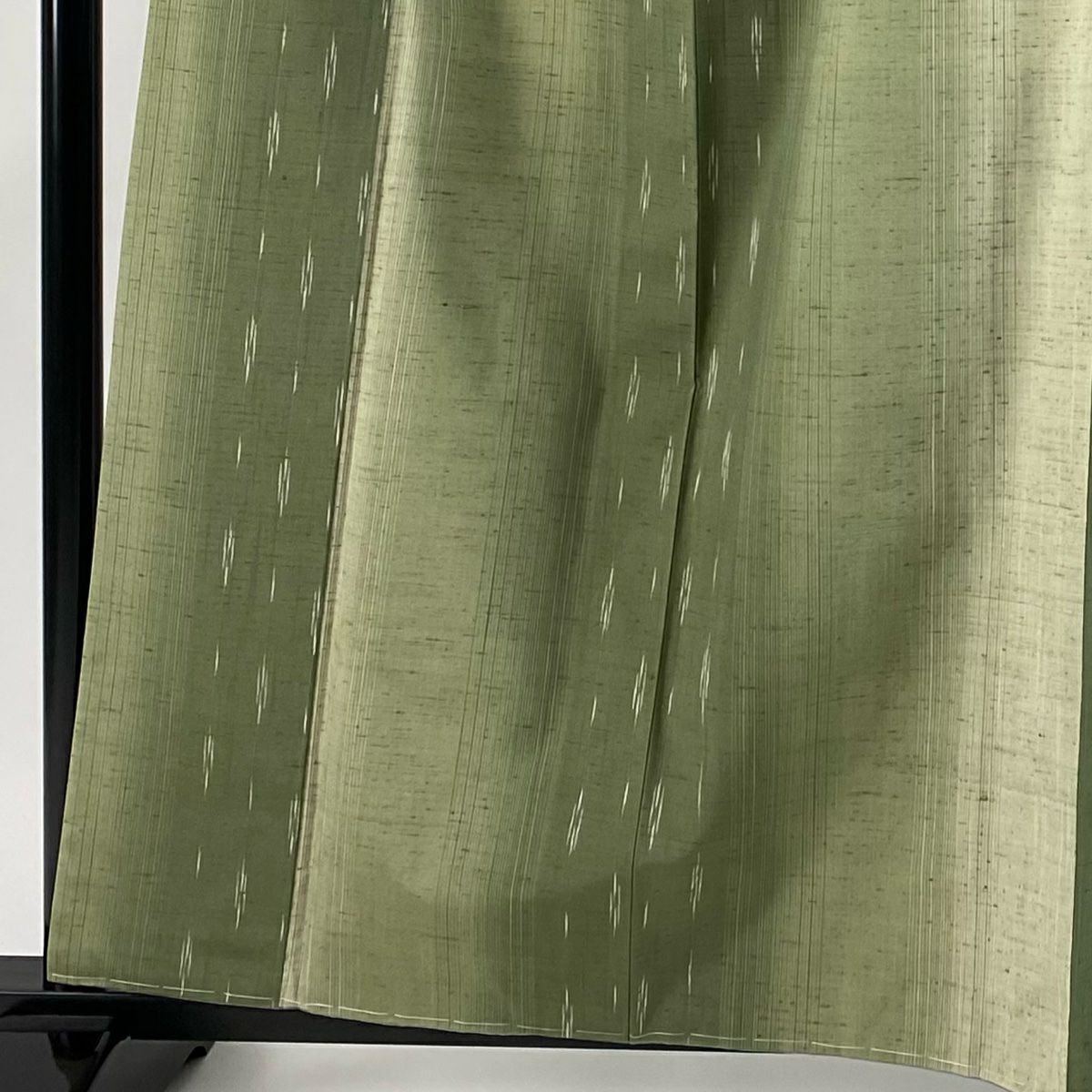 【美品】 紬織 身長160cm 袖長63.5cm S 雙層 縞 幾何圖案 灰綠 純蠶絲 名品級