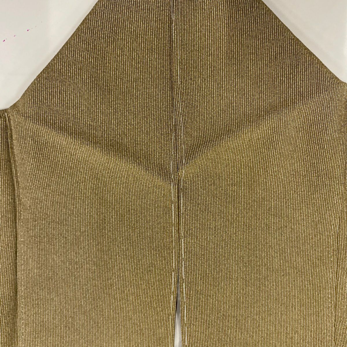 江戶小紋 身長151cm 袖長62cm S 雙層 細條紋 淺茶 純蠶絲 名品級