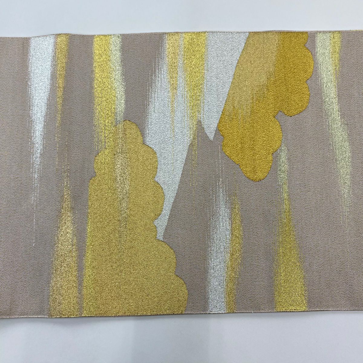 【庫存清倉】 【美品】 袋帶 名品級 雙面 大和 雲紋 霞 金金箔 淺紅色 大鼓圖案 純蠶絲