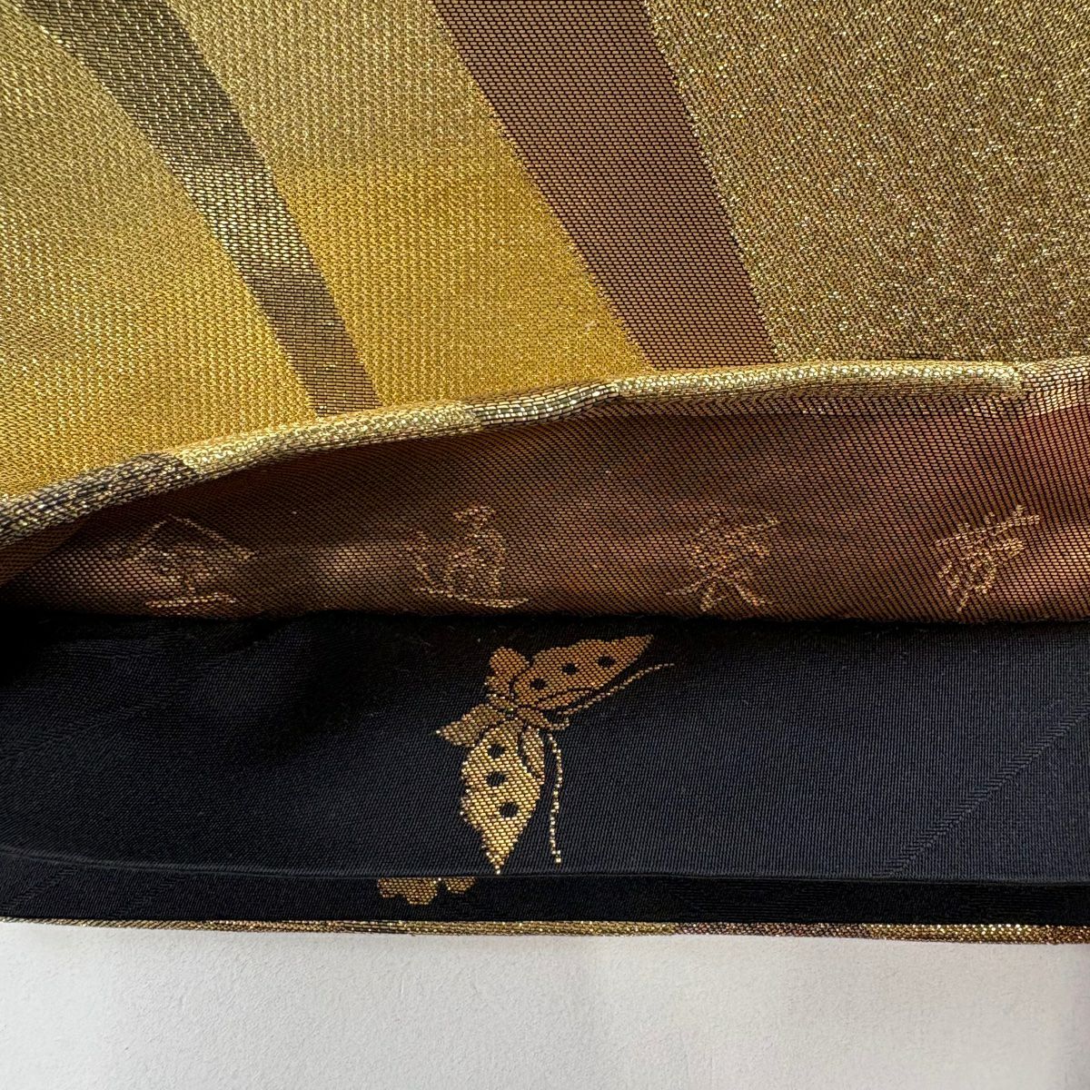袋帶 秀品級 幾何圖案 金絲 金金箔 金 六通 純蠶絲