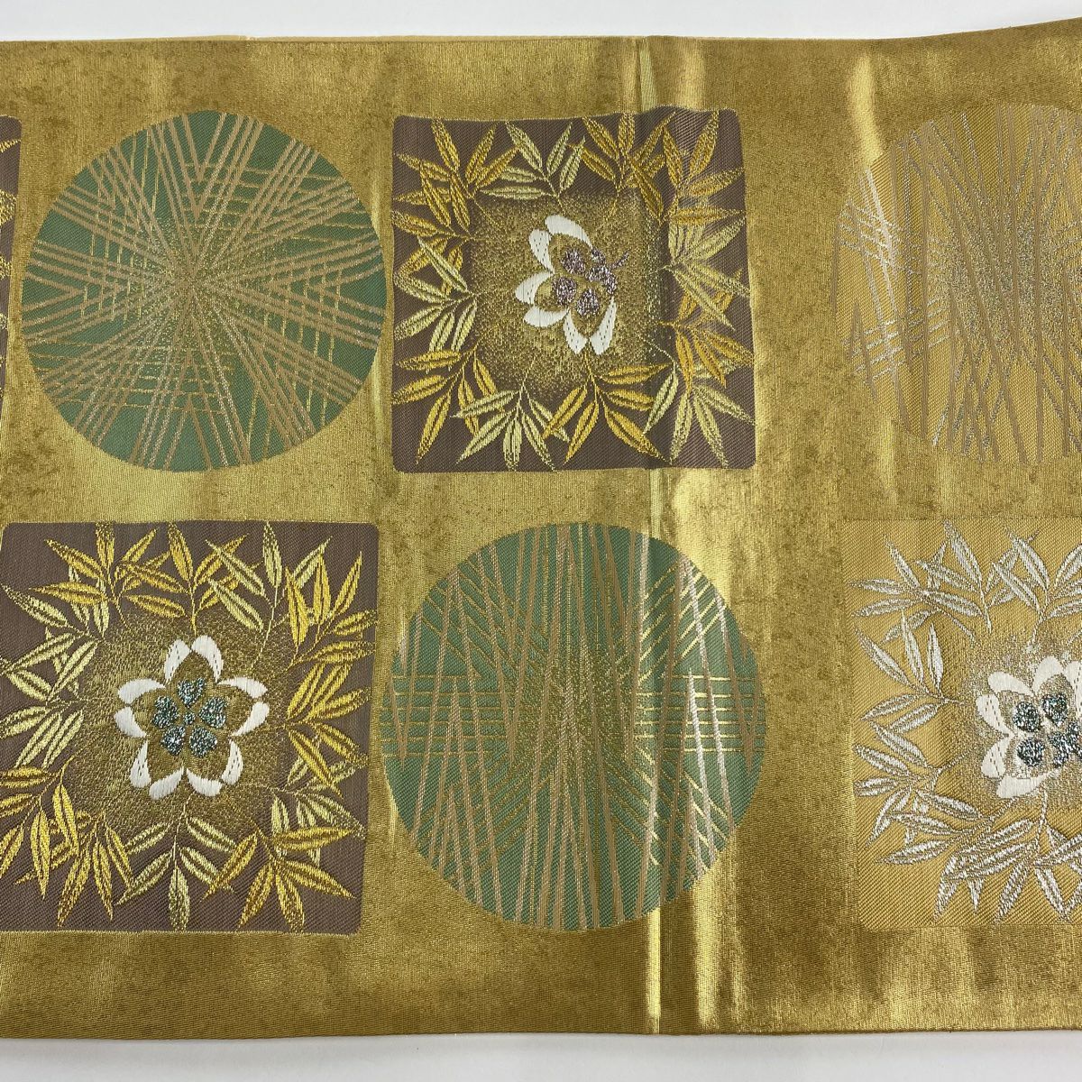 【美品】 袋帶 秀品級 櫻花 笹 金絲 金金箔 金色 六通 純蠶絲