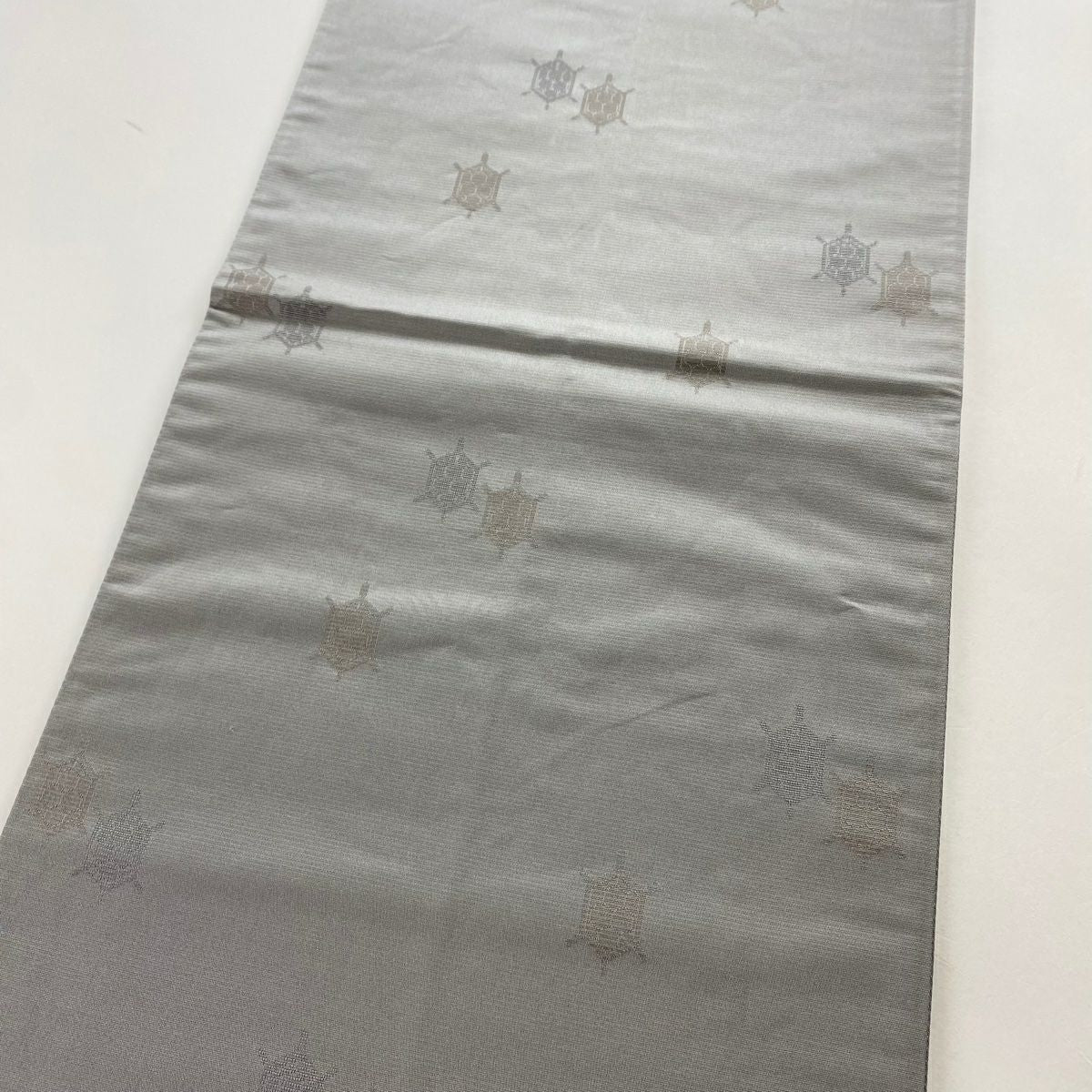 袋帶 優品級 兔子 龜甲 金絲 灰色 大鼓圖案 純蠶絲