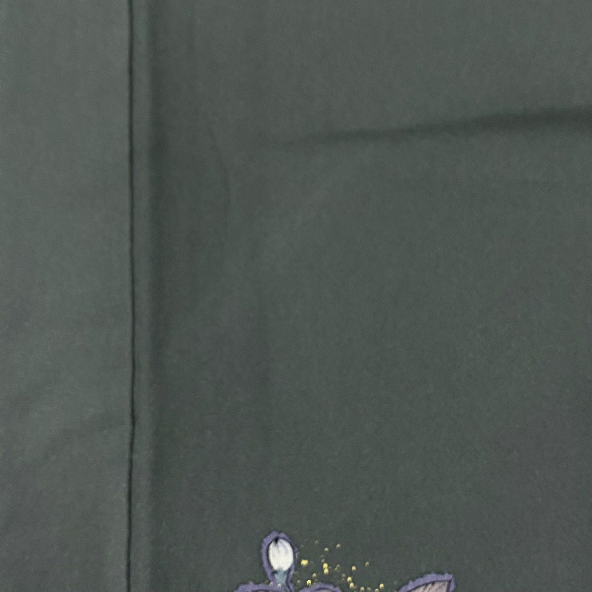 【庫存清倉】訪問服 身長161cm 袖長67cm M 雙層 草花紋紋 霞 金銀彩 絞染 青灰色 純蠶絲 名品級