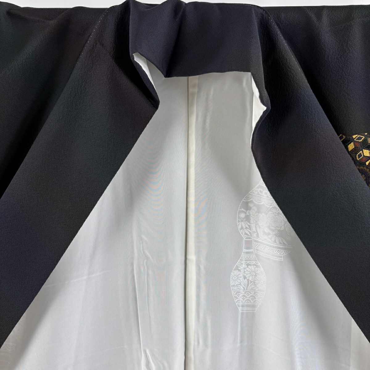 【美品】 付下 身長153cm 袖長60cm S 雙層 前田仁仙 落款あり 破れ色紙 草花紋紋 金銀彩 漸層 茶紫 純蠶絲 逸品級