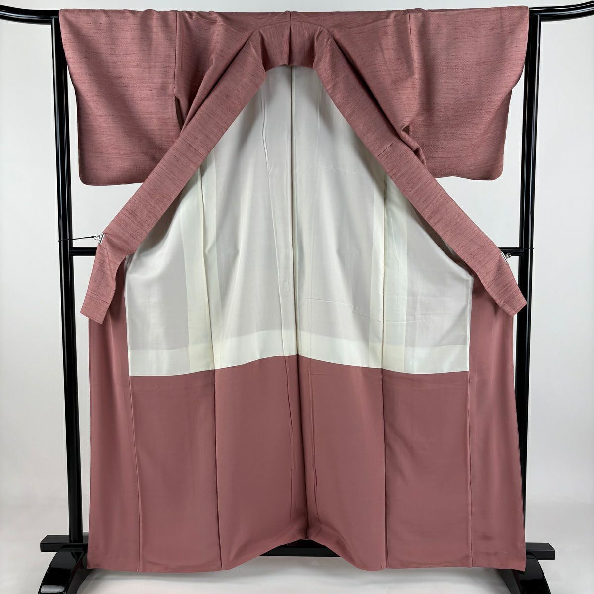 【美品】 付下 身長163.5cm 袖長65cm M 雙層 落款あり 人物 樹木 粉紅 純蠶絲 秀品級