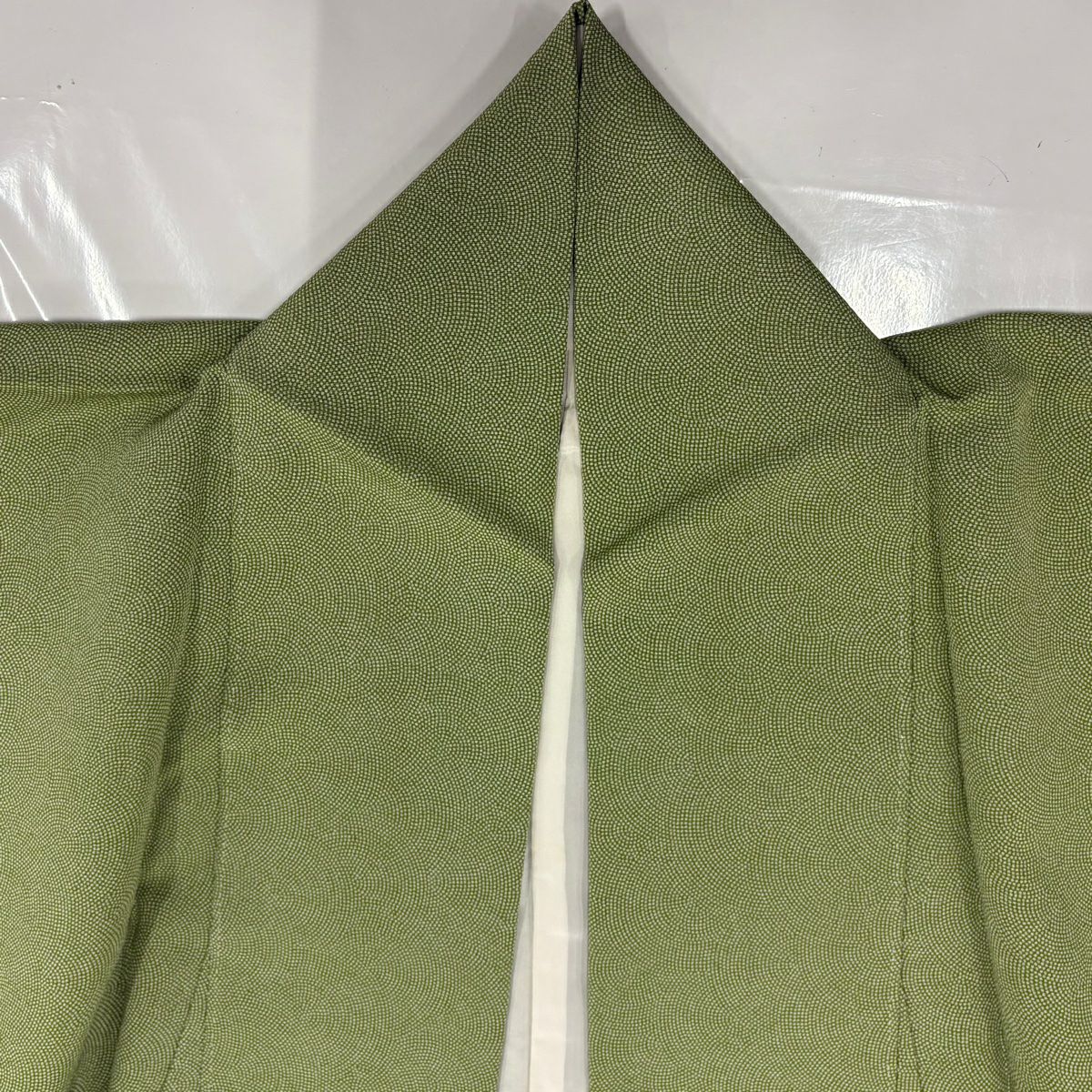 付下 身長157cm 袖長63.5cm S 雙層 霞 鮫 漸層 よもぎ 綠 純蠶絲 秀品級 一個紋