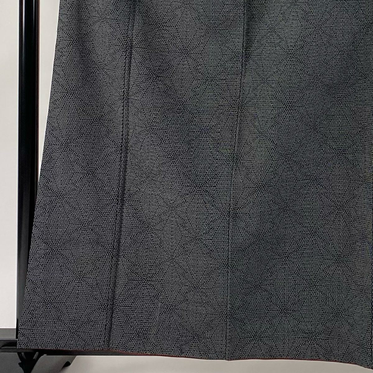 【美品】 紬織 身長163cm 袖長63cm S 雙層 麻葉 黑灰 純蠶絲 秀品級