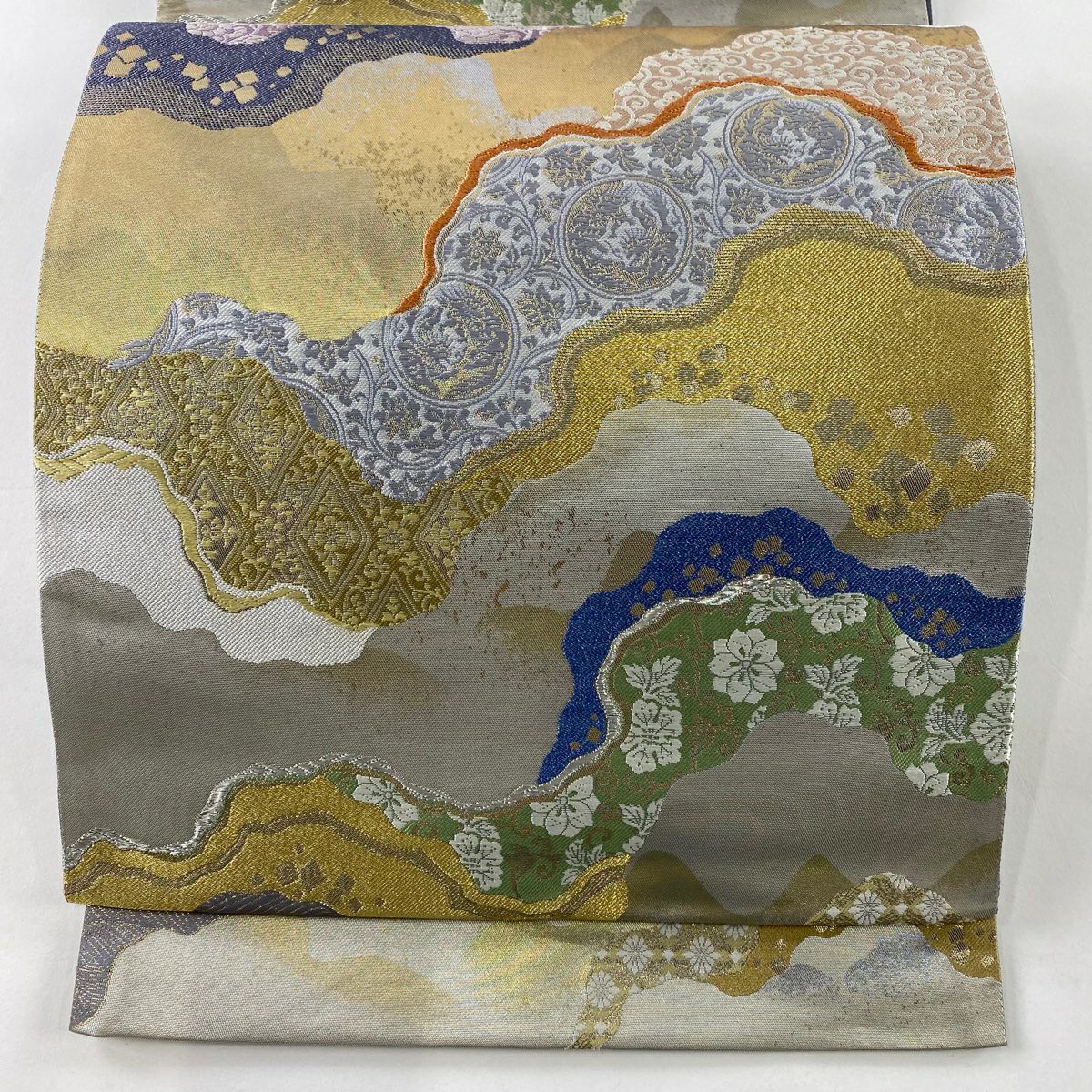 袋帶 秀品級 花唐草紋 霞 金銀線 金金箔 金 六通 純蠶絲