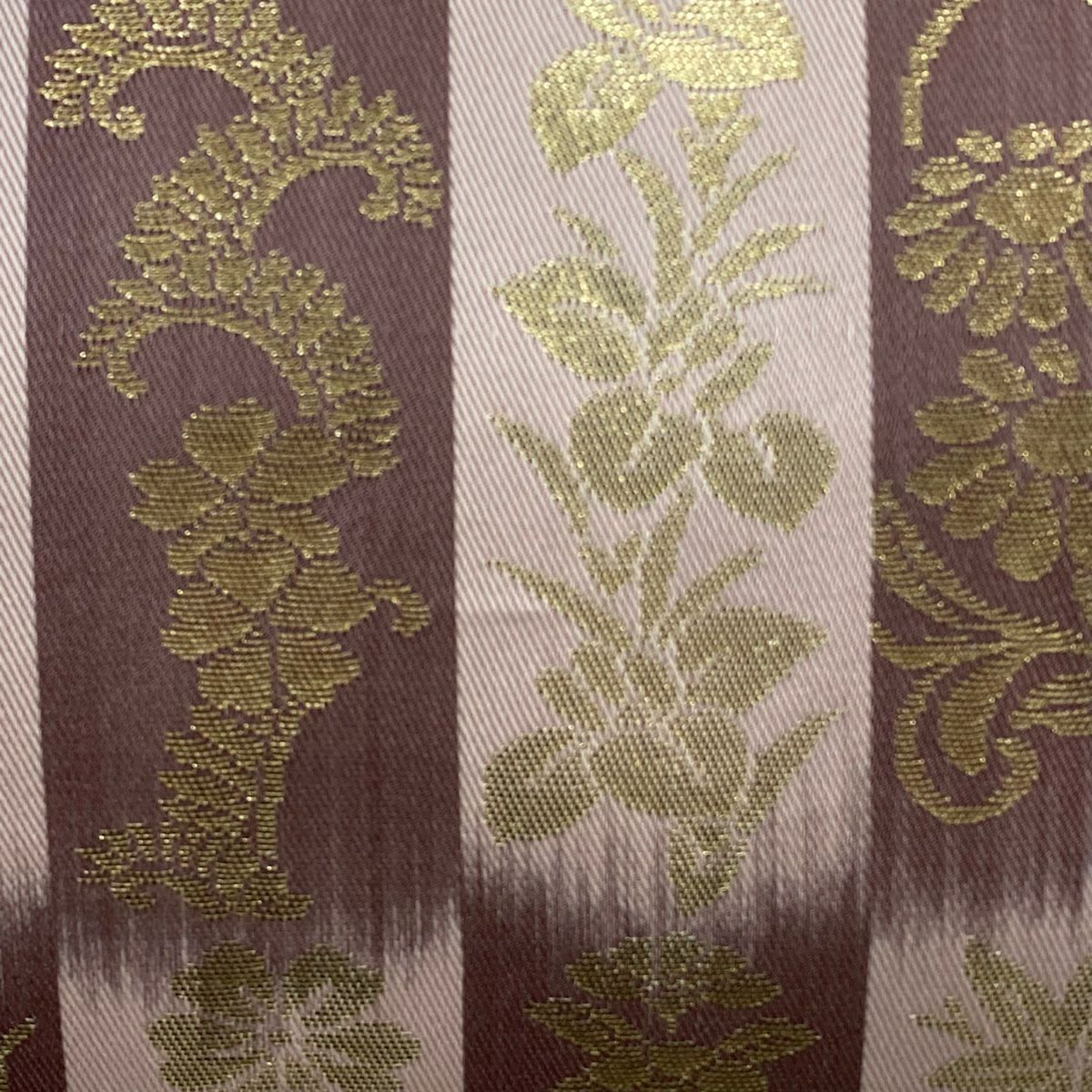 袋帶 逸品級 落款 山口弘躬 かづら帶市松樹紋 草花紋紋 金金箔 小豆 深藍 六通 純蠶絲