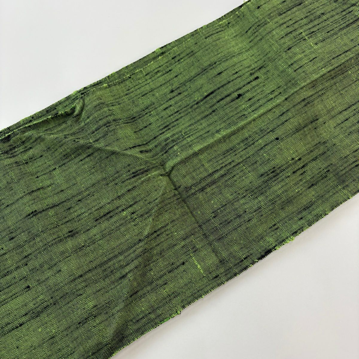 名古屋帶 優品級 松樹葉仕立 雙層 関西仕立 八寸名古屋帶 紬織織 花 霞 綠 純蠶絲