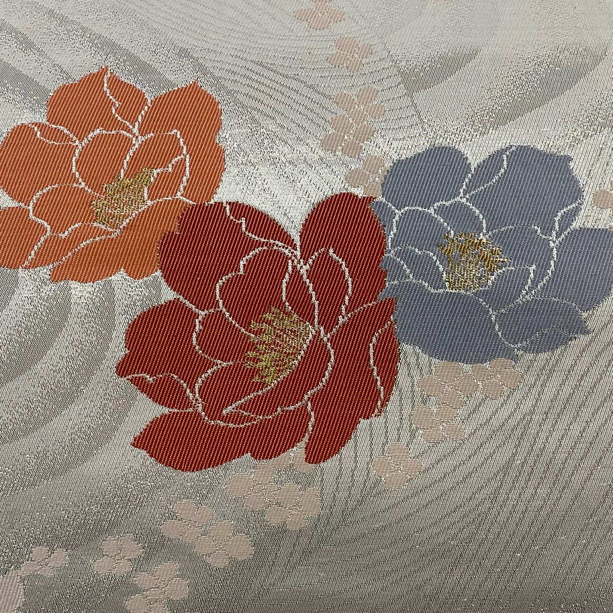 名古屋帶 優品級 花 流水 金金箔 金銀彩 純蠶絲