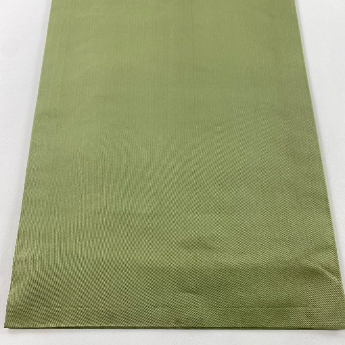 【美品】 袋帶 秀品級 關西仕立 草花紋 紗綾形 艾草綠 全通 純蠶絲
