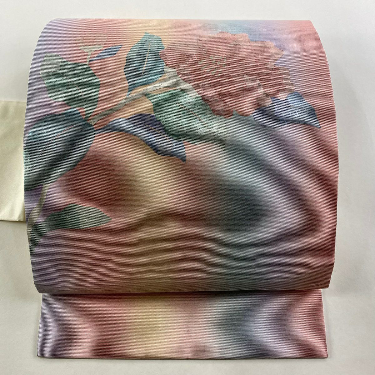 【美品】名古屋帶 優品級 椿 金金箔 粉紅 純蠶絲