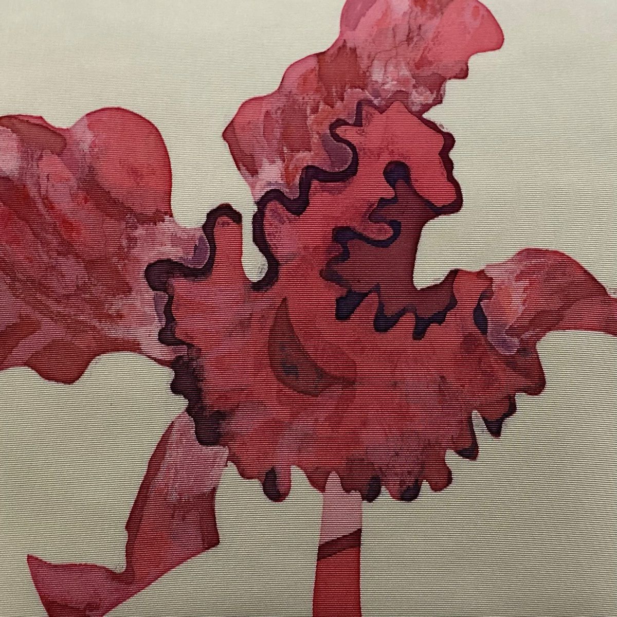 名古屋帶 優品級 花 米色 純蠶絲