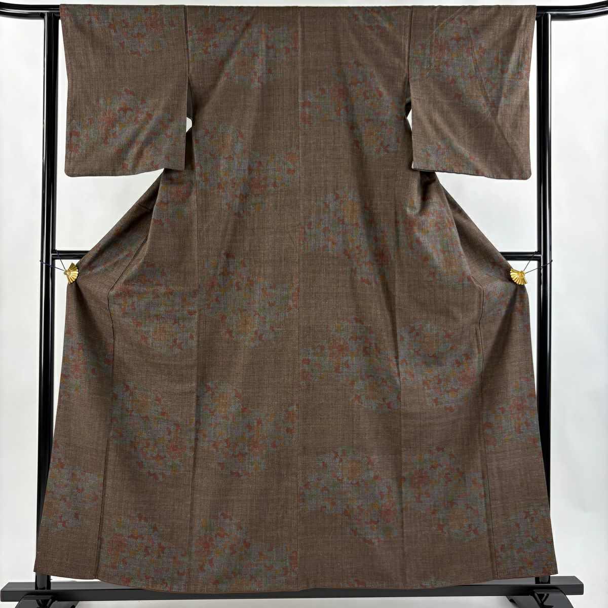 結城織 身長158.5cm 袖長62.5cm S 雙層 本場結城織 宮崎股份有限公司 證書附帶 花 100龜甲 焦茶 純蠶絲 逸品級