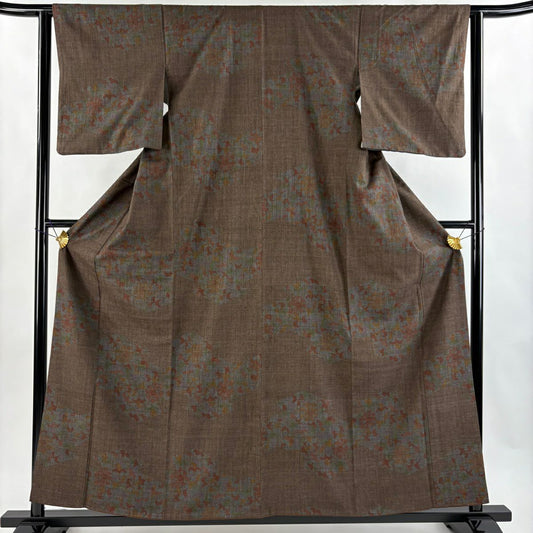 結城織 身長158.5cm 袖長62.5cm S 雙層 本場結城織 宮崎股份有限公司 證書附帶 花 100龜甲 焦茶 純蠶絲 逸品級