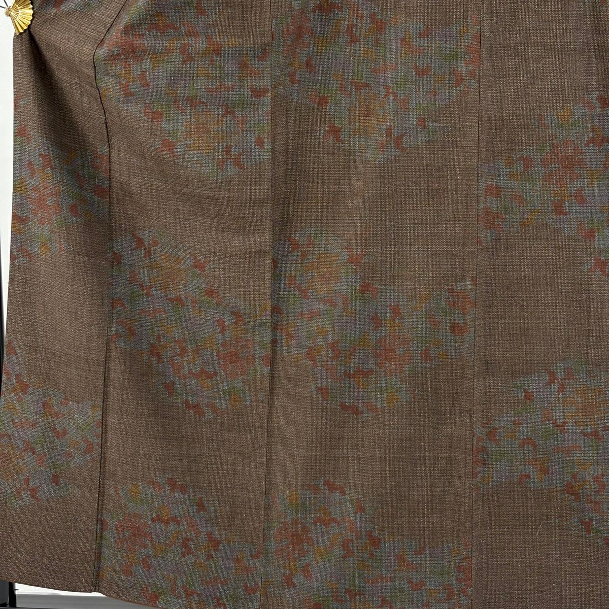 結城織 身長158.5cm 袖長62.5cm S 雙層 本場結城織 宮崎股份有限公司 證書附帶 花 100龜甲 焦茶 純蠶絲 逸品級