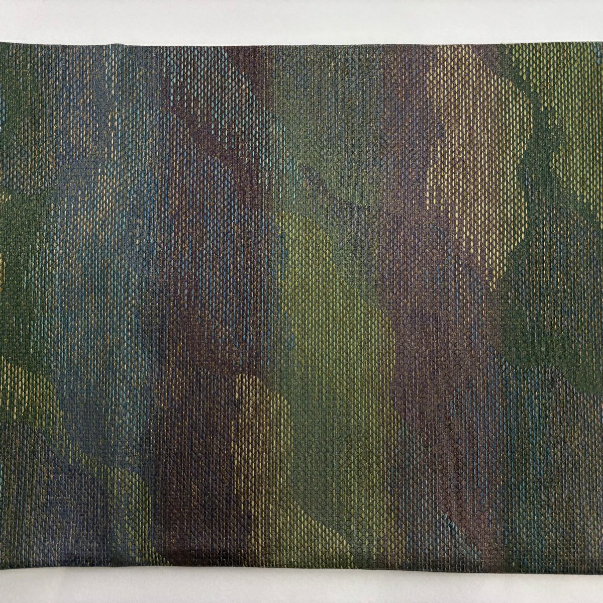 【美品】 袋帶 秀品級 草木本泥染 幾何學 金絲 金金箔 青綠 六通 純蠶絲