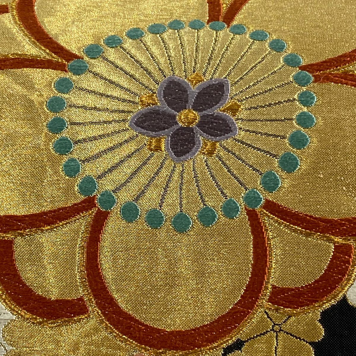 袋帶 秀品級 梅花 菊花 唐織 金金箔 金色 六通 純蠶絲
