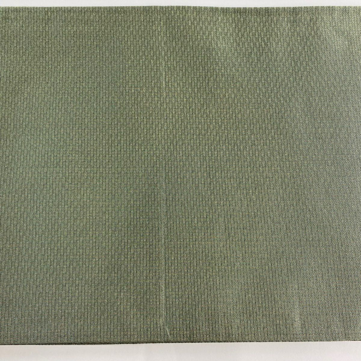 【美品】 袋帶 秀品級 よろけ縞 金糸 金金箔 茶綠 お太鼓柄 純蠶絲