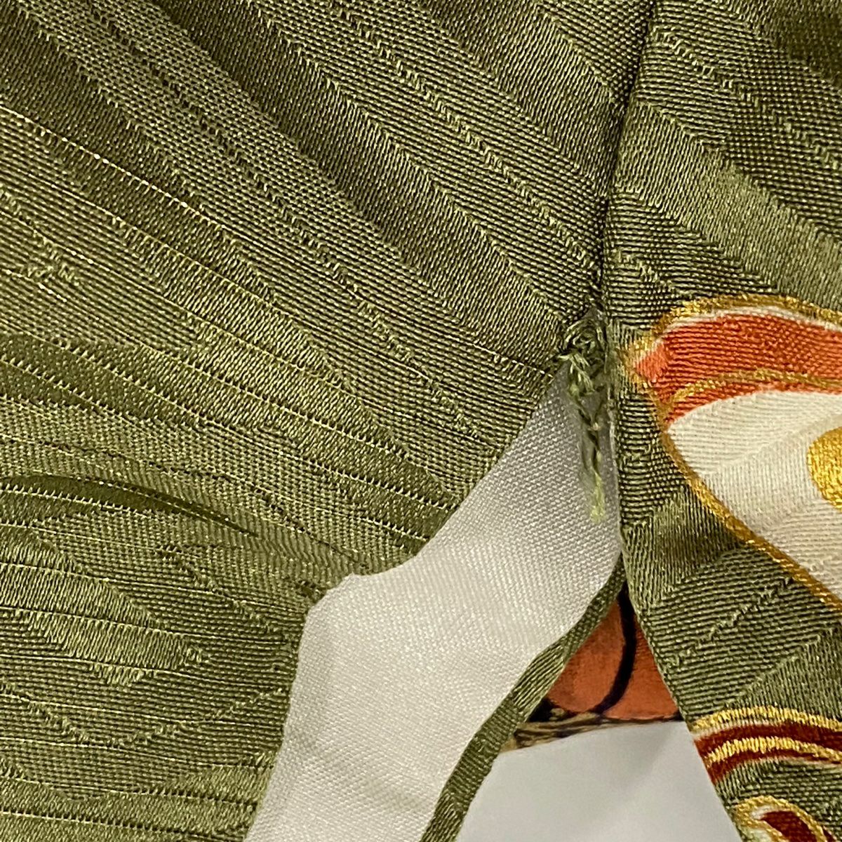 【庫存清倉】振袖禮服 身長161.5cm 袖長66.5cm M 雙層 仙鶴 鎌倉文 金銀彩 金通し 紅茶 純蠶絲 名品級