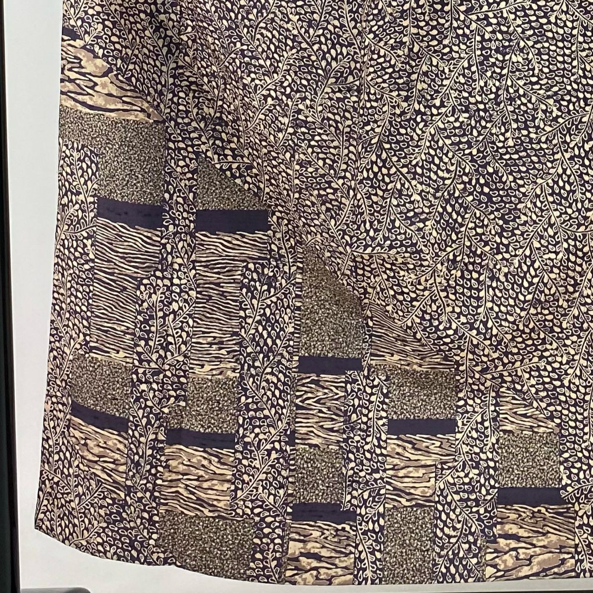 【美品】 付下 身長154.5cm 袖長64cm M 單層 紬織織 葉紋 霞 茶紫 純蠶絲 名品級
