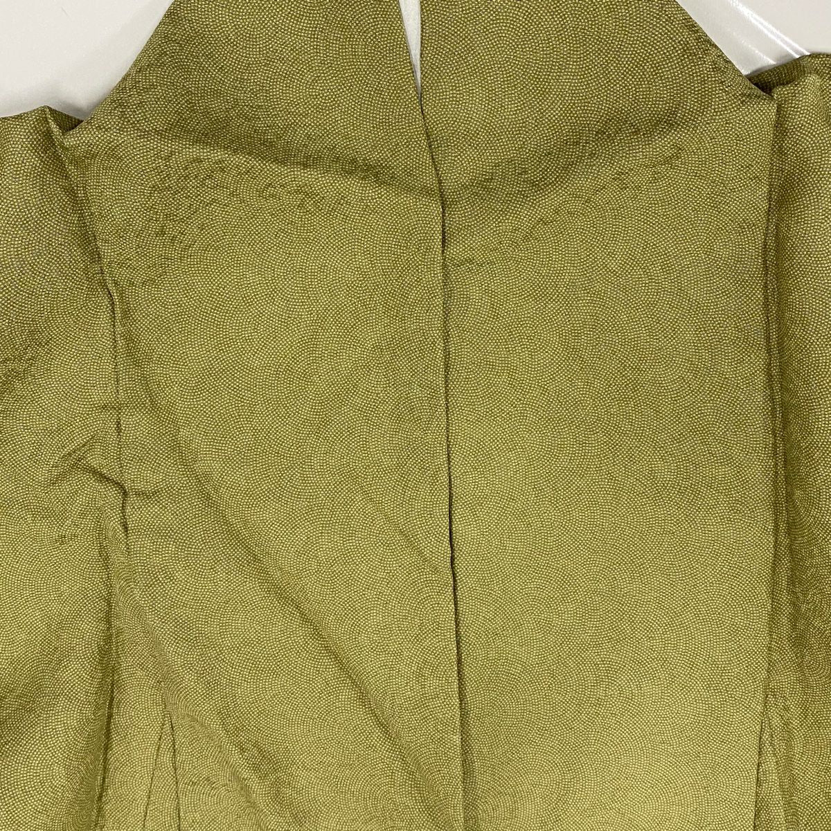 【美品】 江戶小紋 身長154cm 袖長63.5cm S 雙層 鮫地紋 鶯 純蠶絲 名品級