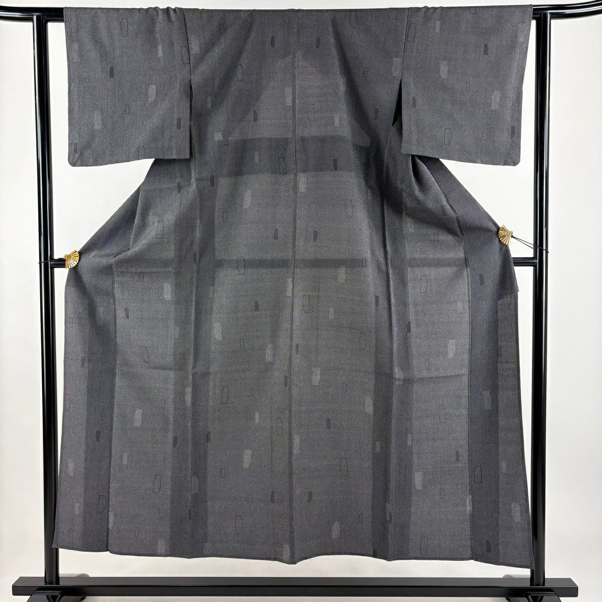 【美品】 小紋 身長152cm 袖長60cm S 單層 墨 黑 純蠶絲 名品級