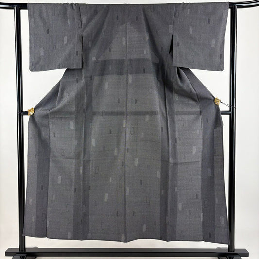 【美品】 小紋 身長152cm 袖長60cm S 單層 墨 黑 純蠶絲 名品級