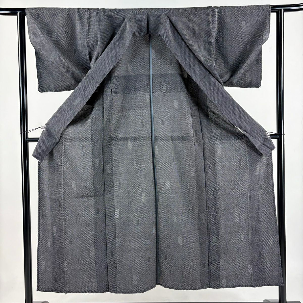 【美品】 小紋 身長152cm 袖長60cm S 單層 墨 黑 純蠶絲 名品級