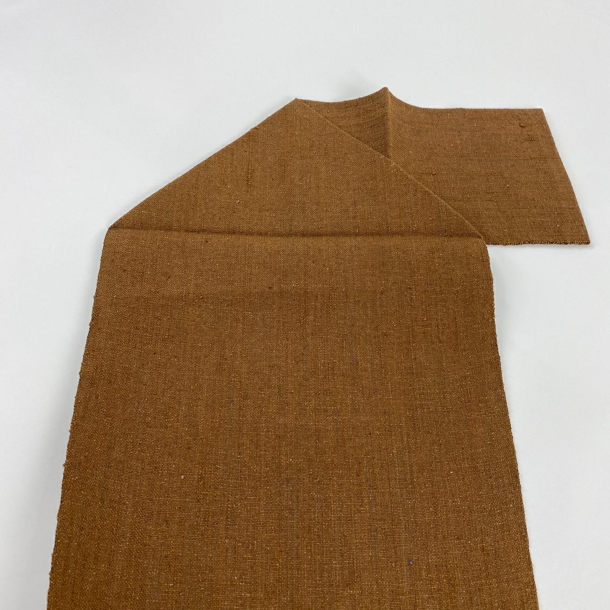 【美品】名古屋帶 優品級 八寸名古屋帶 松樹葉仕立 雜色條紋 鳥 茶 純蠶絲